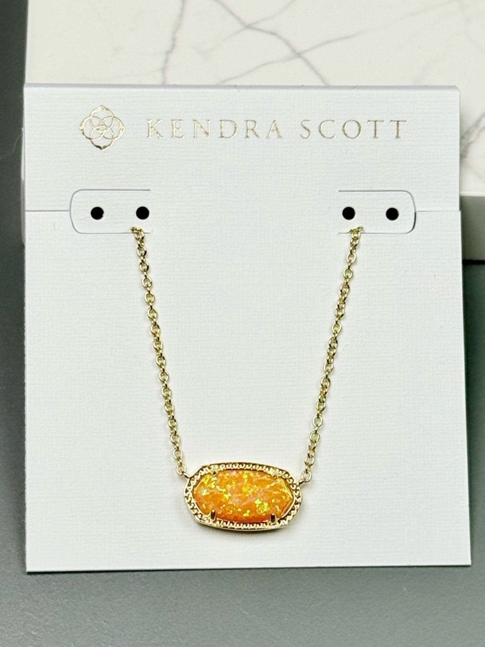 Kendra Scott Elisa Gold Necklace in Citrus Kyocera Opal - Picture 2 of 3